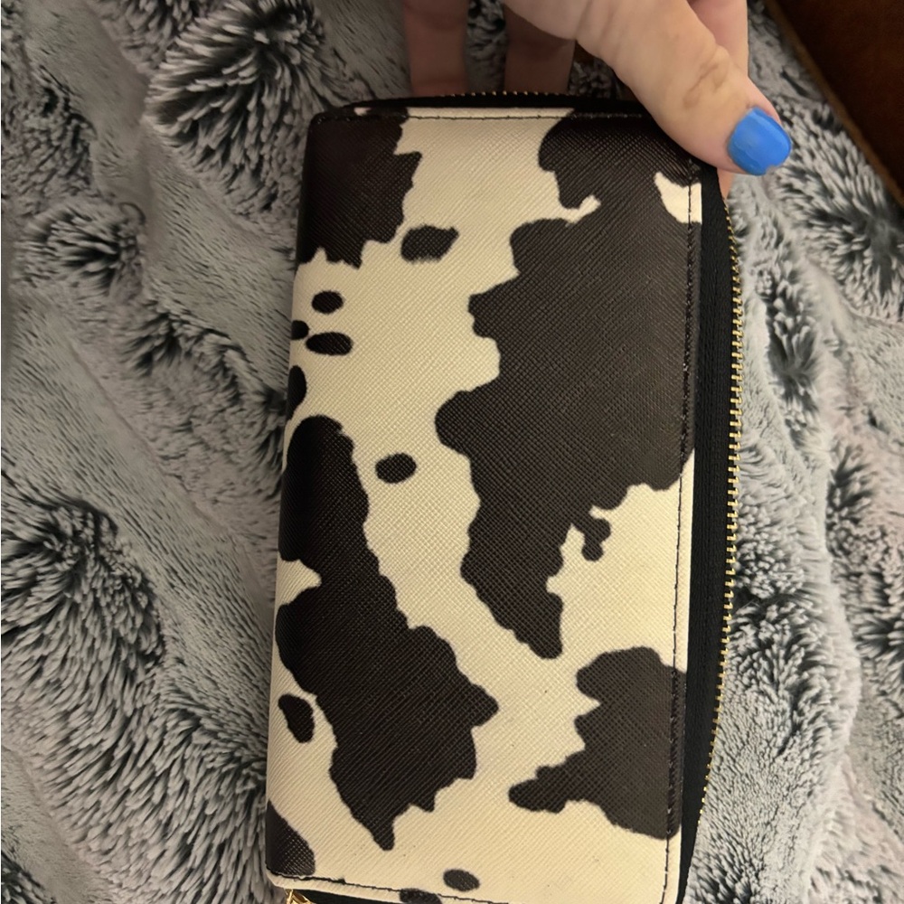 Cow Print Zip Wallet